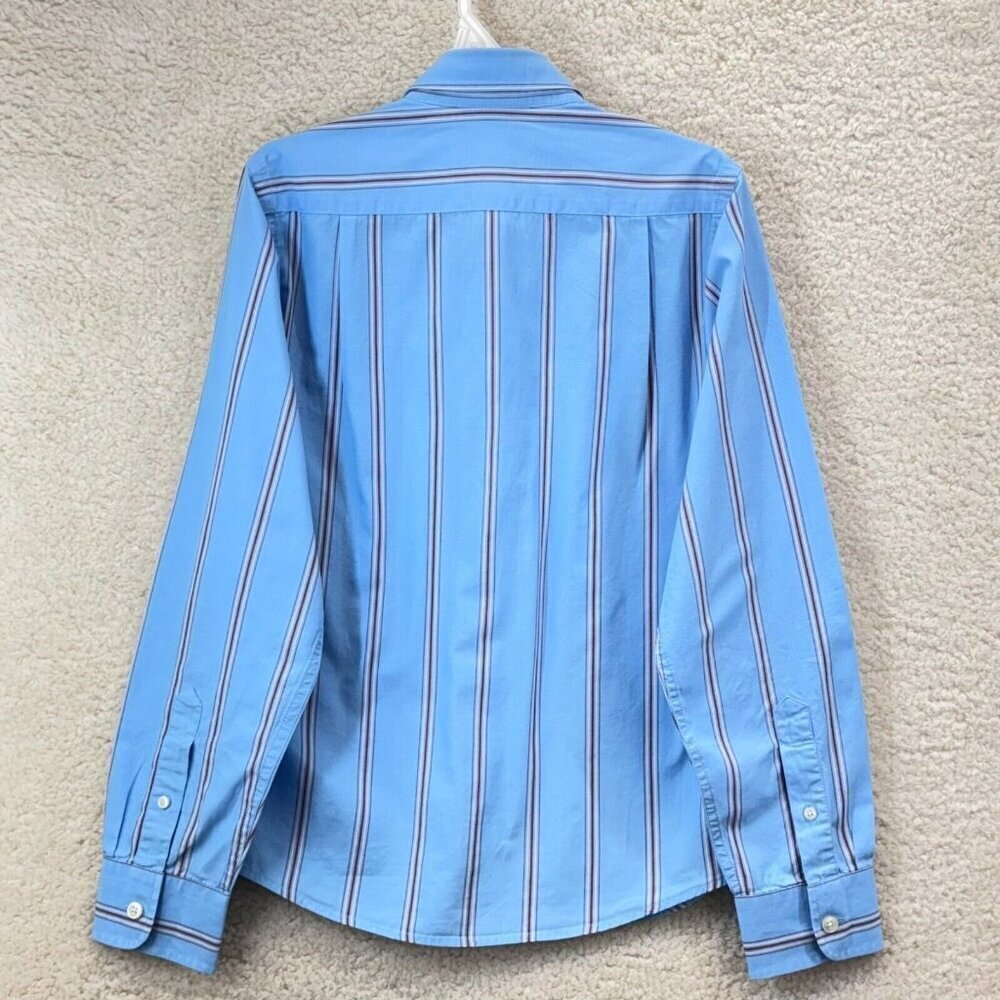 Abercrombie Kids Medium Cotton Striped Blue Button Down Shirt Collared Casual - Picture 2 of 7